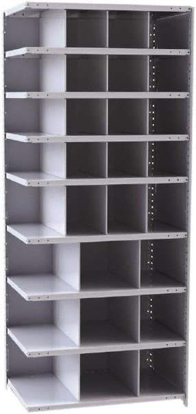 Hallowell - 29 Bin Closed Industrial Bin Shelving - 36 Inch Overall Width x 24 Inch Overall Depth x 87 Inch Overall Height, Gray Metal Bins - Apex Tool & Supply
