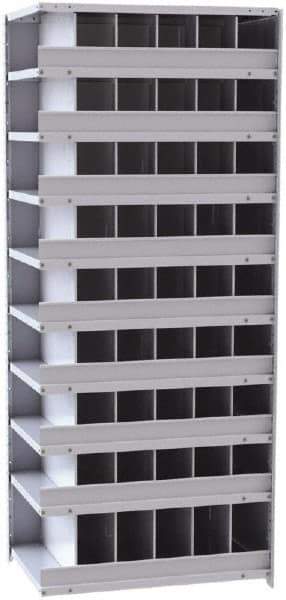 Hallowell - 54 Bin Closed Industrial Bin Shelving - 36 Inch Overall Width x 24 Inch Overall Depth x 87 Inch Overall Height, Gray Metal Bins - Apex Tool & Supply