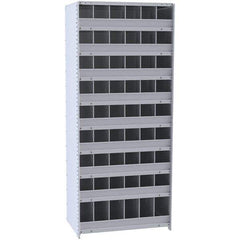 Hallowell - 54 Bin Closed Industrial Bin Shelving - 36 Inch Overall Width x 12 Inch Overall Depth x 87 Inch Overall Height, Gray Metal Bins - Apex Tool & Supply