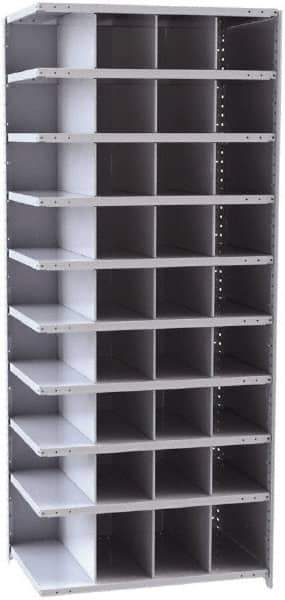 Hallowell - 36 Bin Closed Industrial Bin Shelving - 36 Inch Overall Width x 24 Inch Overall Depth x 87 Inch Overall Height, Gray Metal Bins - Apex Tool & Supply
