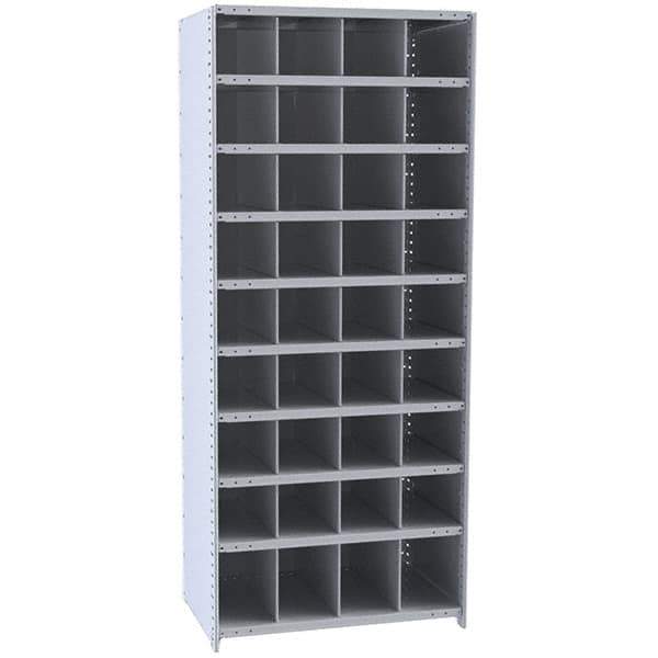 Hallowell - 36 Bin Closed Industrial Bin Shelving - 36 Inch Overall Width x 18 Inch Overall Depth x 87 Inch Overall Height, Gray Metal Bins - Apex Tool & Supply