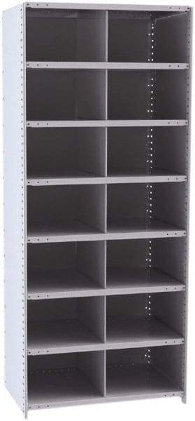 Hallowell - 14 Bin Closed Industrial Bin Shelving - 36 Inch Overall Width x 24 Inch Overall Depth x 87 Inch Overall Height, Gray Metal Bins - Apex Tool & Supply