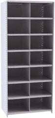 Hallowell - 14 Bin Closed Industrial Bin Shelving - 36 Inch Overall Width x 24 Inch Overall Depth x 87 Inch Overall Height, Gray Metal Bins - Apex Tool & Supply
