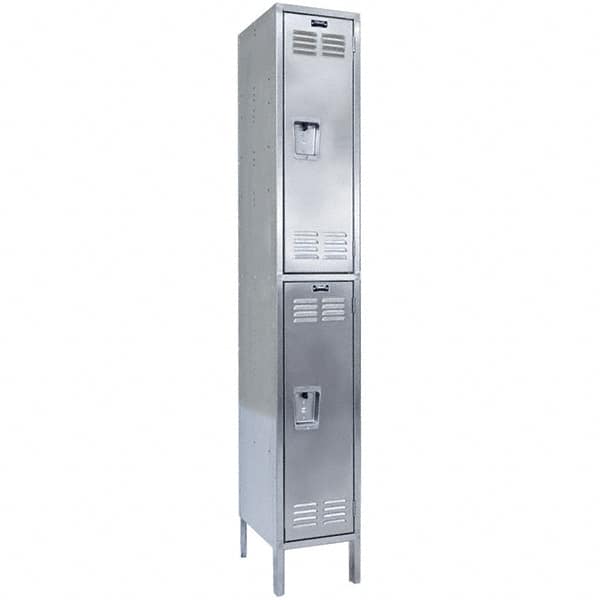 Hallowell - 2 Door, 2 Tier, Stainless Steel Locker - Apex Tool & Supply