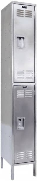 Hallowell - 2 Door, 2 Tier, Stainless Steel Locker - Apex Tool & Supply