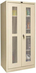 Hallowell - 4 Shelf Combination Storage Cabinet - Steel, 36" Wide x 24" Deep x 72" High, Tan - Apex Tool & Supply