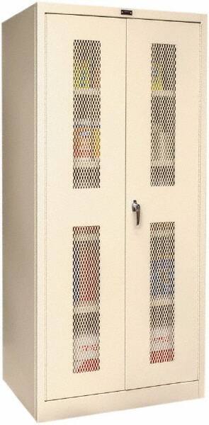 Hallowell - 4 Shelf Visible Storage Cabinet - Steel, 36" Wide x 24" Deep x 72" High, Tan - Apex Tool & Supply