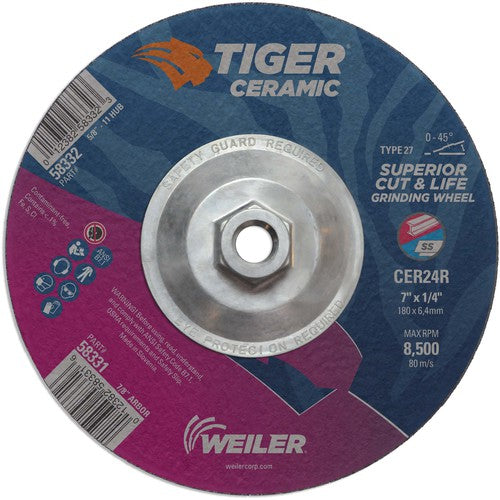 7X1/4 TIGER CERAMIC T27 GRIND WHL - Apex Tool & Supply