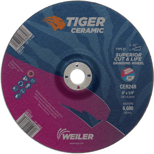 9X1/4 TIGER CERAMIC T27 GRIND WHL - Apex Tool & Supply
