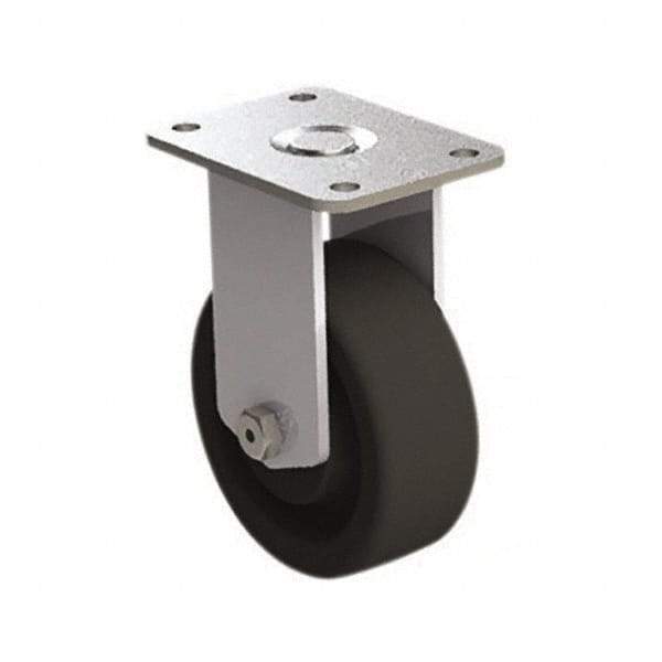 E.R. Wagner - 4" Diam x 1-1/2" Wide x 5-3/8" OAH Top Plate Mount Rigid Caster - Phenolic, 450 Lb Capacity, Roller Bearing, 2-3/4 x 3-3/4" Plate - Apex Tool & Supply