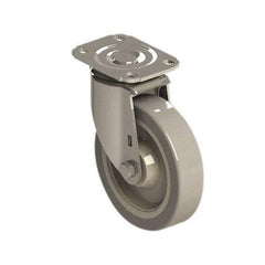 E.R. Wagner - 5" Diam x 1-1/4" Wide x 6-1/4" OAH Top Plate Mount Swivel Caster - Polyurethane over Polyolefin, 280 Lb Capacity, Delrin Bearing, 2-3/4 x 3-3/4" Plate - Apex Tool & Supply