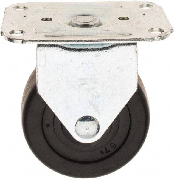 E.R. Wagner - 3" Diam x 1-1/4" Wide x 3-3/4" OAH Top Plate Mount Rigid Caster - Hard Rubber, 210 Lb Capacity, 2-3/4 x 3-3/4" Plate - Apex Tool & Supply