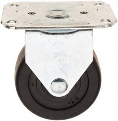 E.R. Wagner - 3" Diam x 1-1/4" Wide x 3-3/4" OAH Top Plate Mount Rigid Caster - Hard Rubber, 210 Lb Capacity, 2-3/4 x 3-3/4" Plate - Apex Tool & Supply