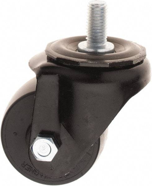 E.R. Wagner - 2-1/2" Diam x 1-3/4" Wide x 3-3/8" OAH Stem Mount Swivel Caster - Polyolefin, 300 Lb Capacity, 1/2-13 x 1" Threaded Stem - Apex Tool & Supply