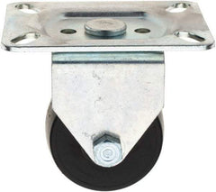 E.R. Wagner - 2-1/2" Diam x 1-3/4" Wide x 3-1/2" OAH Top Plate Mount Rigid Caster - Polyolefin, 300 Lb Capacity, 3-1/8 x 4-1/8" Plate - Apex Tool & Supply