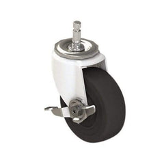 E.R. Wagner - 4" Diam x 1-1/2" Wide x 4-7/8" OAH Stem Mount Swivel Caster with Brake - Hard Rubber, 300 Lb Capacity, 7/16 x 1-3/8" Friction Stem - Apex Tool & Supply