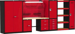 Hallowell - 210 Wide x 24" Deep x 78" High, Wood Workbench - Flat Top, Black/Red - Apex Tool & Supply