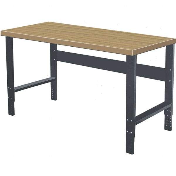 Hallowell - 72 Wide x 30" Deep x 34" High, Particle Board Workbench - Flat Top, Adjustable Legs, Black - Apex Tool & Supply