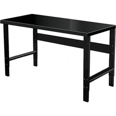 Hallowell - 48 Wide x 30" Deep x 34" High, Steel Workbench - Flat Top, Adjustable Legs, Black - Apex Tool & Supply
