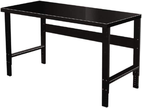Hallowell - 72 Wide x 36" Deep x 34" High, Steel Workbench - Flat Top, Adjustable Legs, Black - Apex Tool & Supply