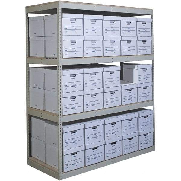 Hallowell - 5 Shelf Add-On Open Steel Shelving - 1,150 Lb Capacity, 42" Wide x 108" High x 30" Deep, Tan - Apex Tool & Supply