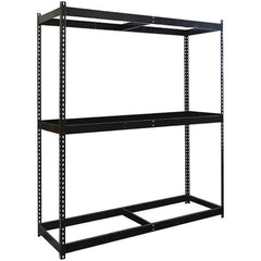 Hallowell - 3 Shelf Starter No Deck Open Steel Shelving - 620 Lb Capacity, 96" Wide x 84" High x 48" Deep, Black - Apex Tool & Supply