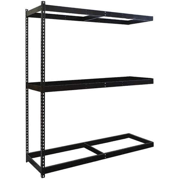 Hallowell - 3 Shelf Add-On No Deck Open Steel Shelving - 1 Lb Capacity, 48" Wide x 84" High x 36" Deep, Black - Apex Tool & Supply