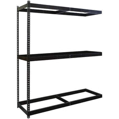 Hallowell - 3 Shelf Add-On No Deck Open Steel Shelving - 620 Lb Capacity, 96" Wide x 84" High x 18" Deep, Black - Apex Tool & Supply