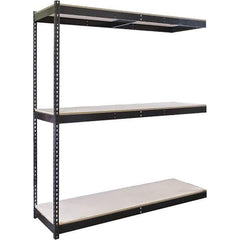 Hallowell - 3 Shelf Add-On Particle Board Open Steel Shelving - 620 Lb Capacity, 96" Wide x 84" High x 48" Deep, Black - Apex Tool & Supply