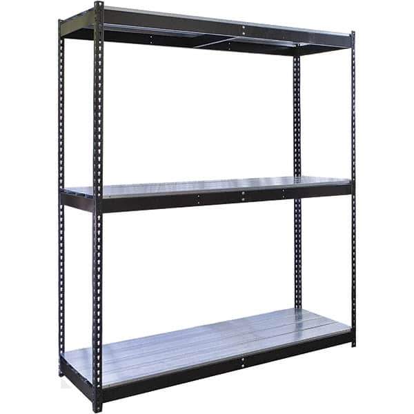Hallowell - 3 Shelf Starter EZ-Deck Open Steel Shelving - 685 Lb Capacity, 72" Wide x 84" High x 48" Deep, Midnight Ebony - Apex Tool & Supply