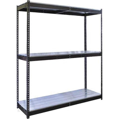 Hallowell - 3 Shelf Starter EZ-Deck Open Steel Shelving - 700 Lb Capacity, 60" Wide x 84" High x 24" Deep, Midnight Ebony - Apex Tool & Supply