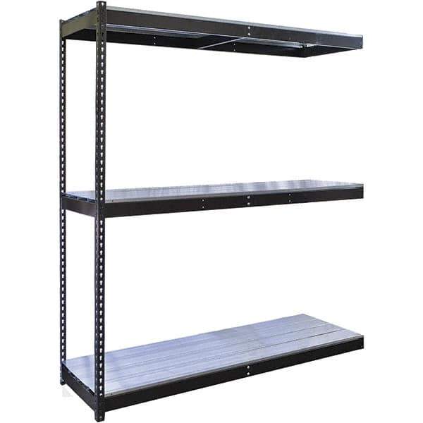 Hallowell - 3 Shelf Add-On EZ-Deck Open Steel Shelving - 685 Lb Capacity, 72" Wide x 84" High x 48" Deep, Midnight Ebony - Apex Tool & Supply