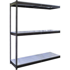 Hallowell - 3 Shelf Add-On EZ-Deck Open Steel Shelving - 700 Lb Capacity, 60" Wide x 84" High x 24" Deep, Midnight Ebony - Apex Tool & Supply