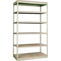 Hallowell - 6 Shelf Starter Particle Board Open Steel Shelving - 350 Lb Capacity, 48" Wide x 84" High x 36" Deep, Tan - Apex Tool & Supply