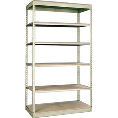 Hallowell - 6 Shelf Starter Particle Board Open Steel Shelving - 350 Lb Capacity, 36" Wide x 84" High x 18" Deep, Tan - Apex Tool & Supply