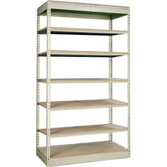 Hallowell - 7 Shelf Starter Particle Board Open Steel Shelving - 350 Lb Capacity, 36" Wide x 84" High x 12" Deep, Tan - Apex Tool & Supply