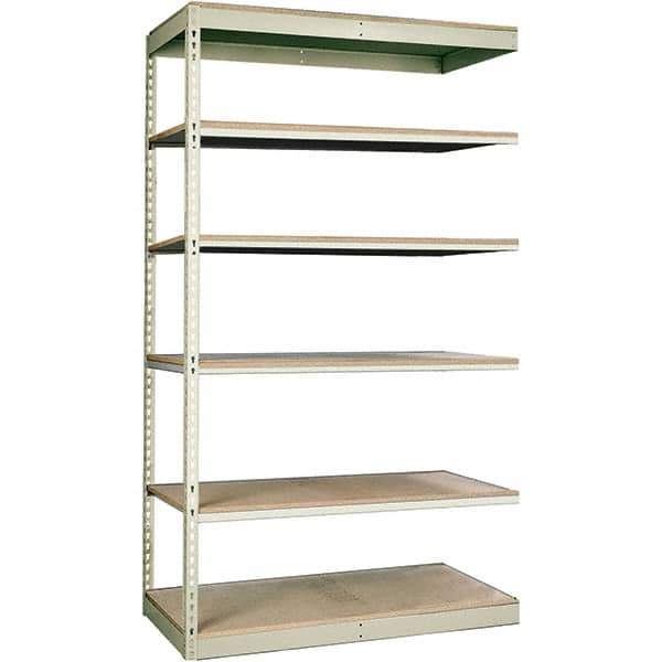 Hallowell - 6 Shelf Add-On Particle Board Open Steel Shelving - 250 Lb Capacity, 48" Wide x 84" High x 12" Deep, Tan - Apex Tool & Supply