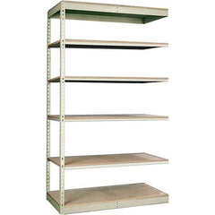 Hallowell - 6 Shelf Add-On Particle Board Open Steel Shelving - 250 Lb Capacity, 48" Wide x 84" High x 18" Deep, Tan - Apex Tool & Supply