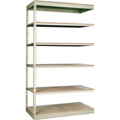 Hallowell - 6 Shelf Add-On Particle Board Open Steel Shelving - 250 Lb Capacity, 48" Wide x 84" High x 12" Deep, Tan - Apex Tool & Supply