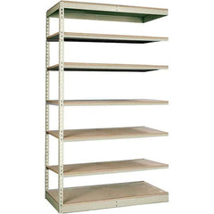 Hallowell - 7 Shelf Add-On Particle Board Open Steel Shelving - 250 Lb Capacity, 48" Wide x 84" High x 30" Deep, Tan - Apex Tool & Supply