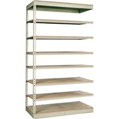 Hallowell - 8 Shelf Add-On Particle Board Open Steel Shelving - 250 Lb Capacity, 48" Wide x 84" High x 12" Deep, Tan - Apex Tool & Supply