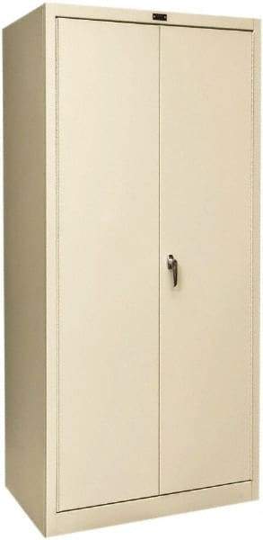 Hallowell - 4 Shelf Combination Storage Cabinet - Steel, 36" Wide x 24" Deep x 78" High, Tan - Apex Tool & Supply