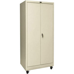 Hallowell - 4 Shelf Mobile Storage Cabinet - Steel, 48" Wide x 24" Deep x 78" High, Tan - Apex Tool & Supply