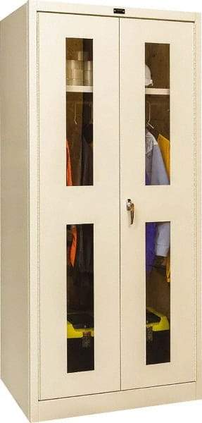 Hallowell - 1 Shelf Wardrobe Storage Cabinet - Steel, 36" Wide x 24" Deep x 78" High, Tan - Apex Tool & Supply