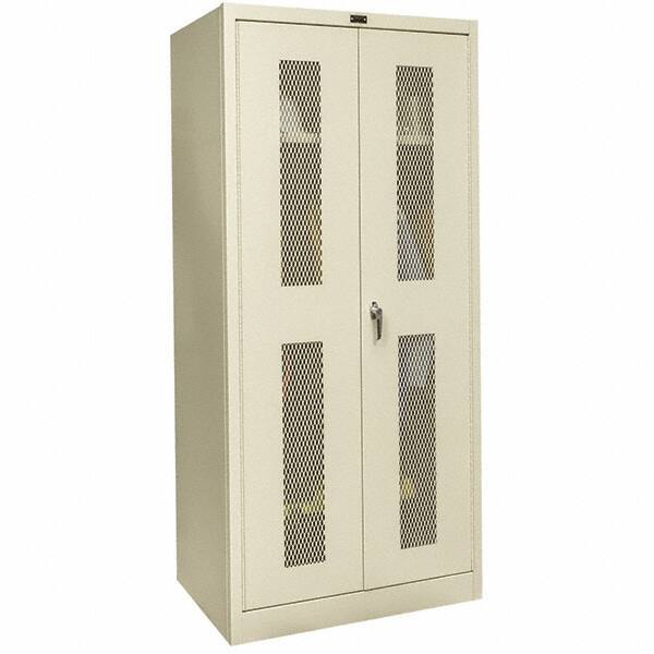 Hallowell - 1 Shelf Wardrobe Storage Cabinet - Steel, 36" Wide x 18" Deep x 78" High, Tan - Apex Tool & Supply
