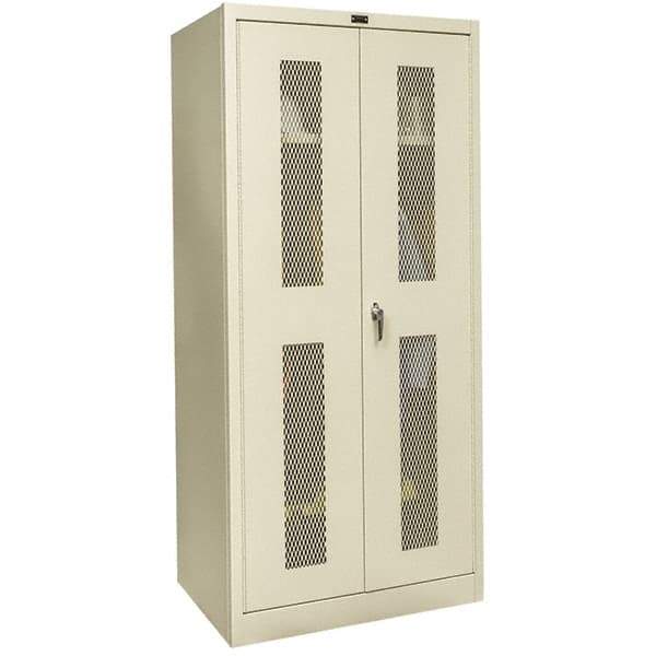 Hallowell - 1 Shelf Wardrobe Storage Cabinet - Steel, 48" Wide x 18" Deep x 78" High, Tan - Apex Tool & Supply
