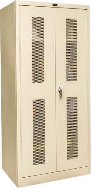 Hallowell - 1 Shelf Wardrobe Storage Cabinet - Steel, 36" Wide x 24" Deep x 78" High, Tan - Apex Tool & Supply