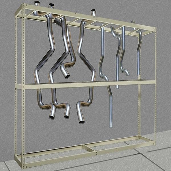 Hallowell - 3 Shelf Starter Open Steel Shelving - 600 Lb Capacity, 48" Wide x 120" High x 18" Deep, Tan - Apex Tool & Supply