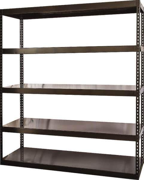 Hallowell - 5 Shelf Starter Solid Steel Waterfall Open Steel Shelving - 1 Lb Capacity, 72" Wide x 84" High x 24" Deep, Black - Apex Tool & Supply
