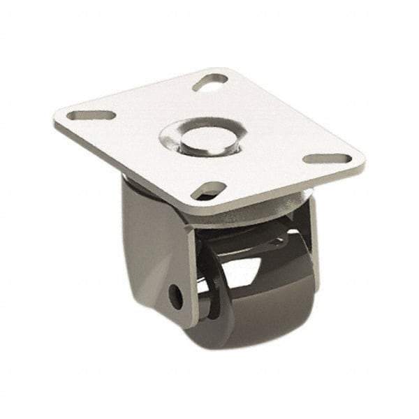 E.R. Wagner - 2" Diam x 1-3/4" Wide x 2-15/16" OAH Top Plate Mount Swivel Caster - Polyolefin, 200 Lb Capacity, 3-1/8 x 4-1/8" Plate - Apex Tool & Supply